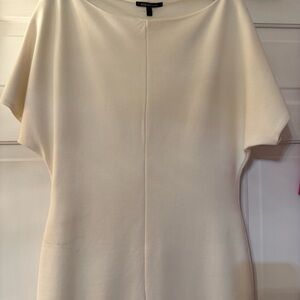 Armani Exchange Cream Sheath Dress Boat Neck, Short Drape Sleeve